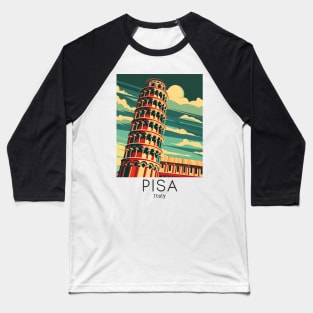 A Vintage Travel Illustration of Pisa - Italy Baseball T-Shirt